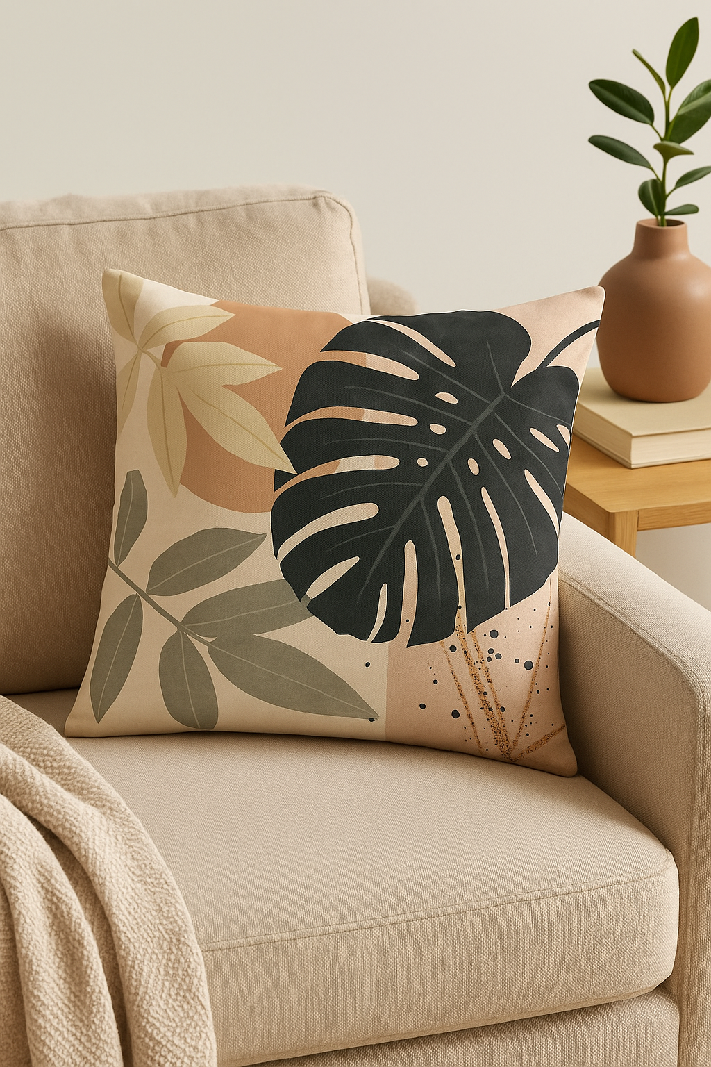 Minimalist Abstract Botanical Throw Pillow Cover 45 X 45 cm - view 2
