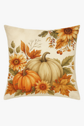 Fall throw pillow cover with squirrel and decorative pumpkin