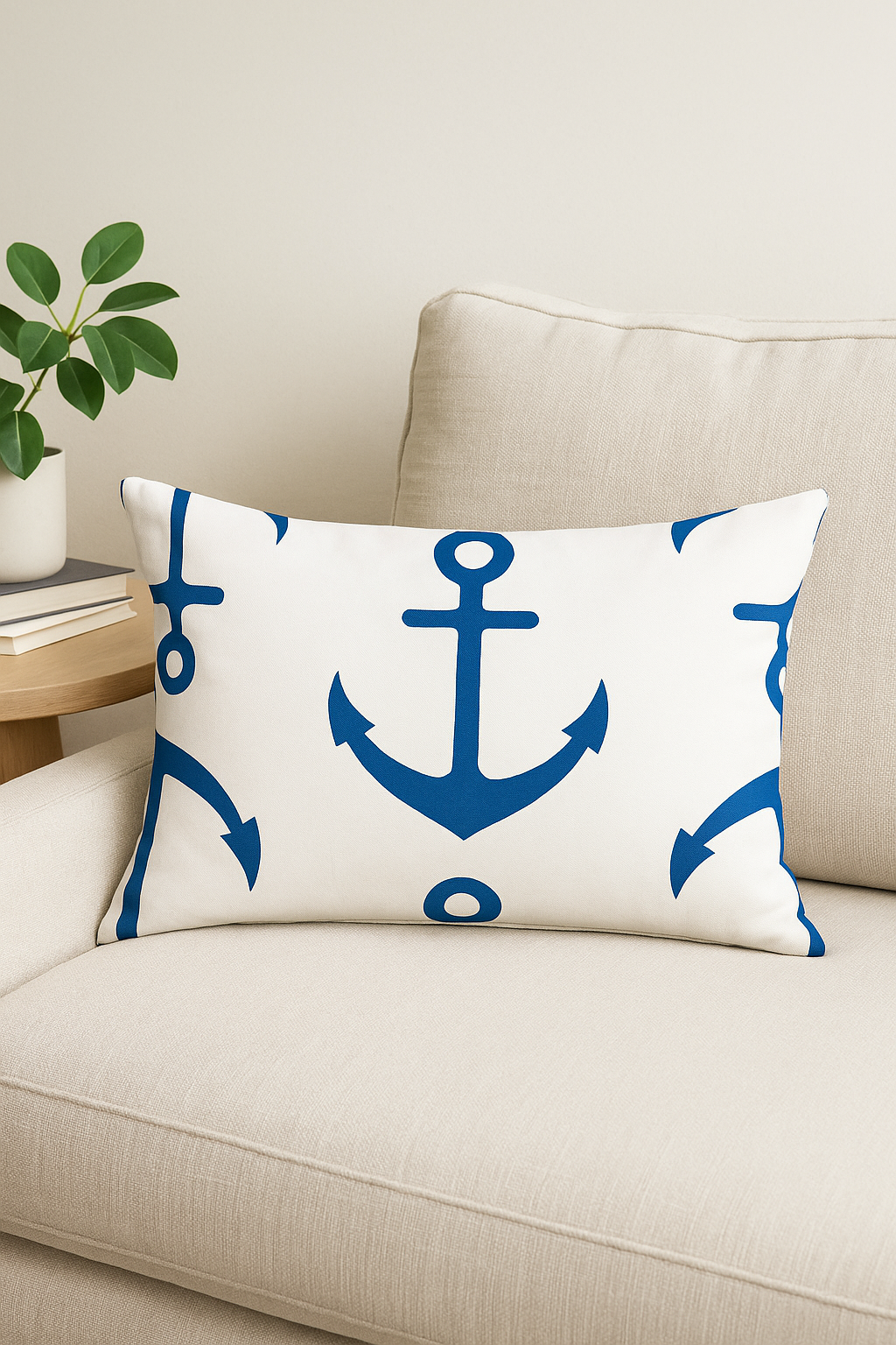 Refined Blue Throw Pillow Cover with Marine Animal Pattern 30 X 50 cm - view 2