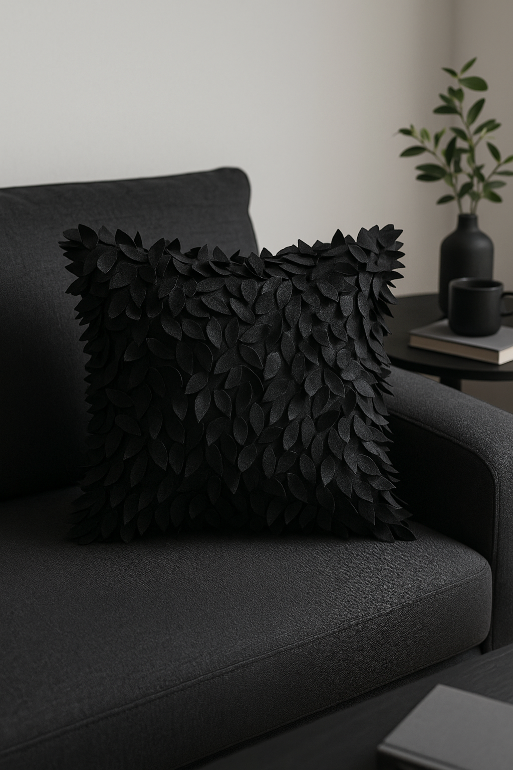 3d embroidered throw pillow cover in decorative sheet shape 42x42 cm - view 2