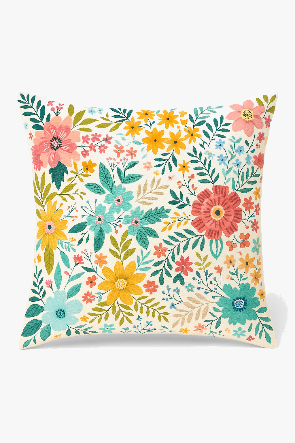 Square Watercolor Flower Throw Pillow Cover, 45x45 cm, Discreet