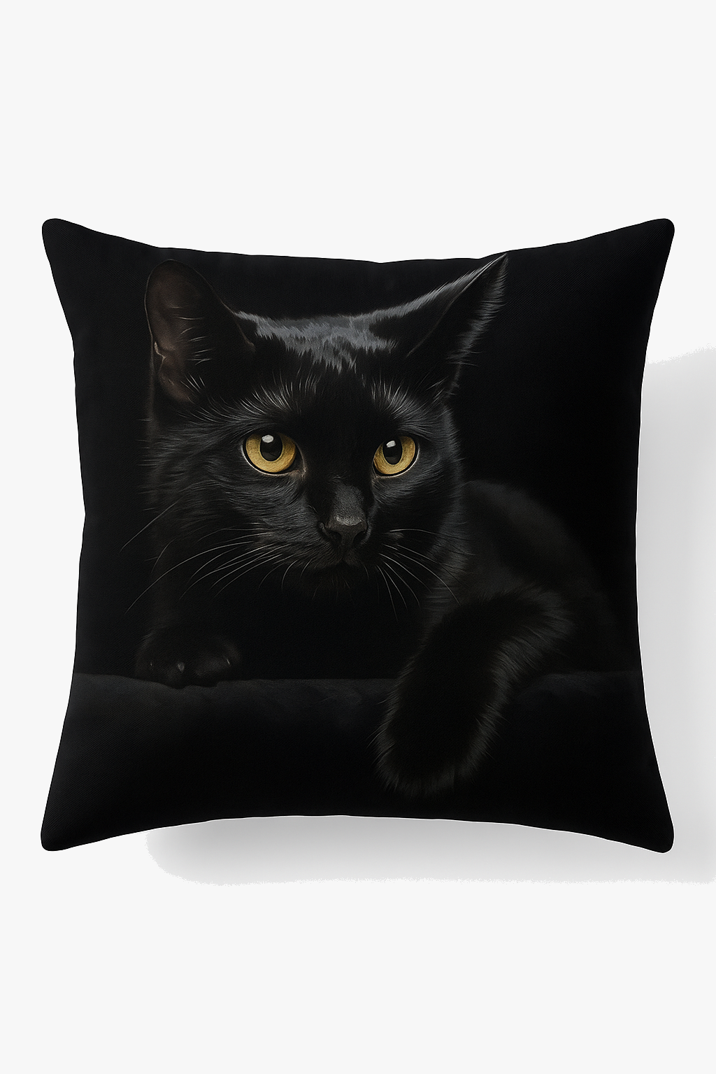 Chic Square Throw Pillow Cover with Black Cat Print