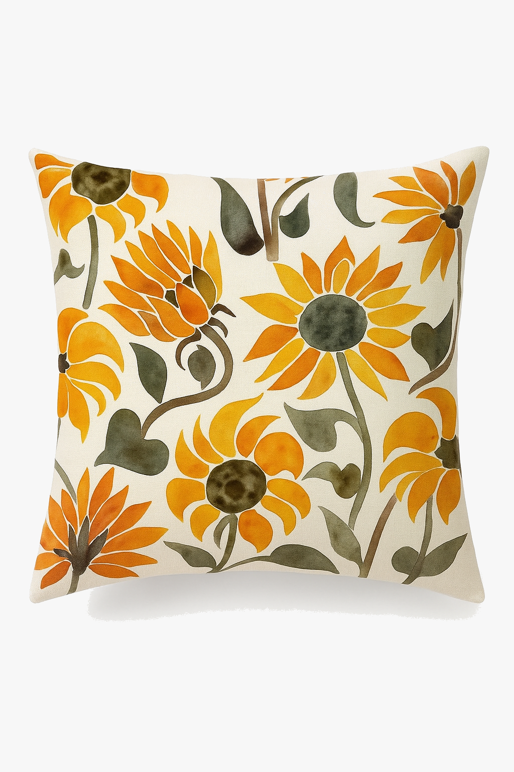 Square throw pillow cover yellow creative sunflower pattern 45 cm