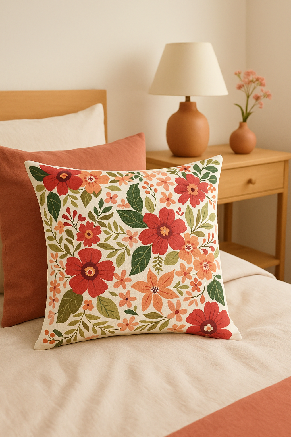 Watercolor Floral Square Throw Pillow Cover, 45x45 cm, Style Seven - view 2