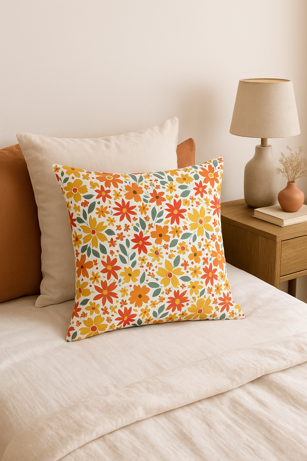Delicate Square Watercolor Floral Throw Pillow Cover 45 X 45 cm - view 2