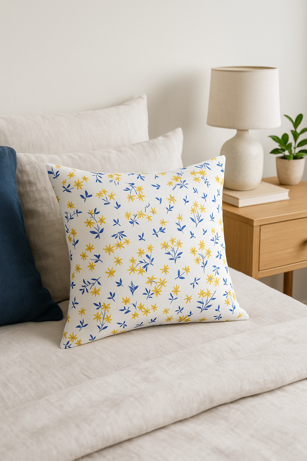 Refined Square Watercolor Floral Throw Pillow Cover 45 X 45 cm - view 2