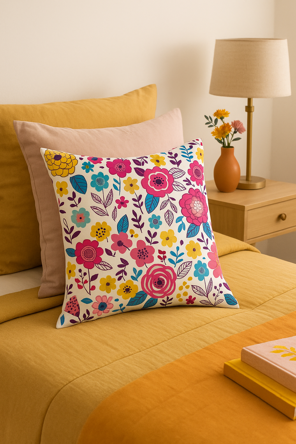 Watercolor Floral Square Throw Pillow Cover, 45x45 cm, Style Six - view 2