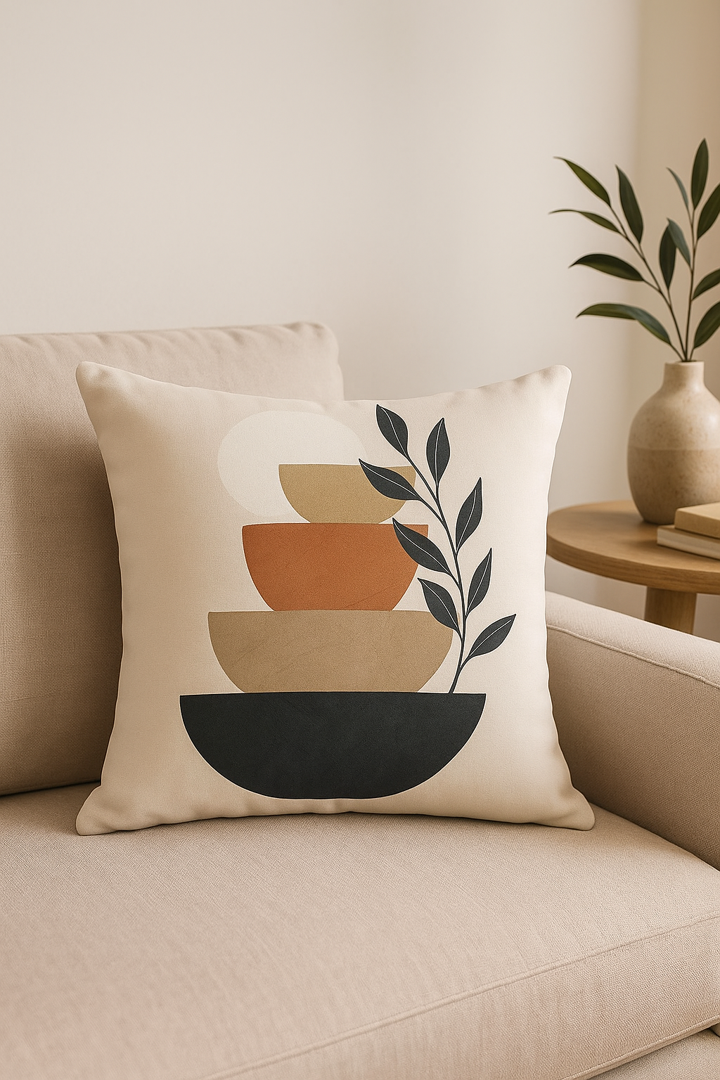 Art Plant Square Throw Pillow Cover, Stylized Plant Print - view 2