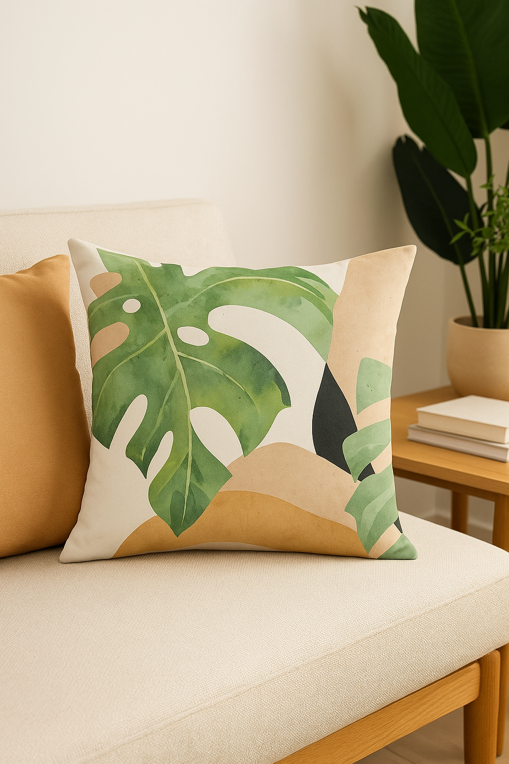 Art Plant Abstract Throw Pillow Cover with Vegetal Pattern - view 2