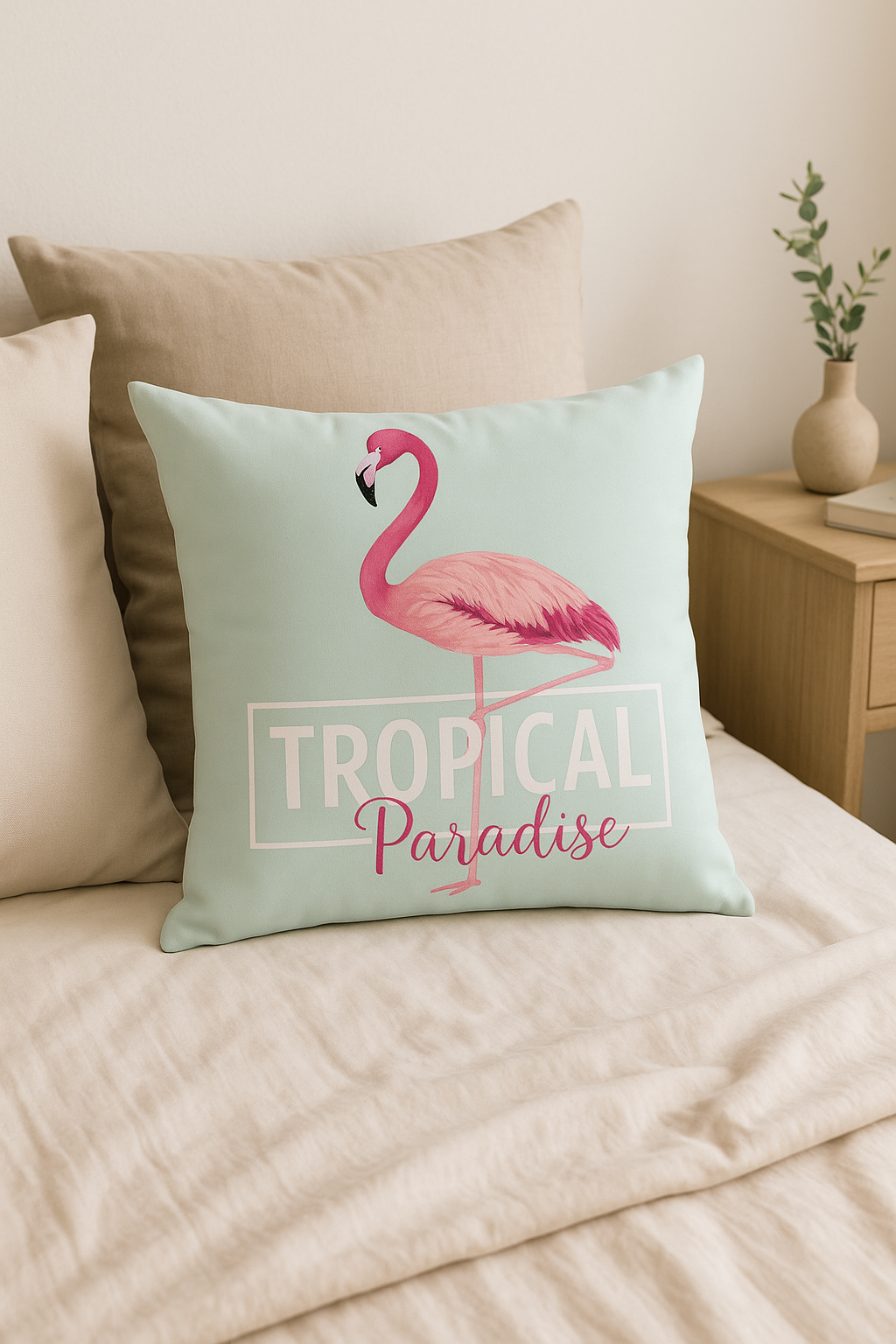 Square throw pillow cover flaming tropical pink 45x45 cm creative decor - view 2