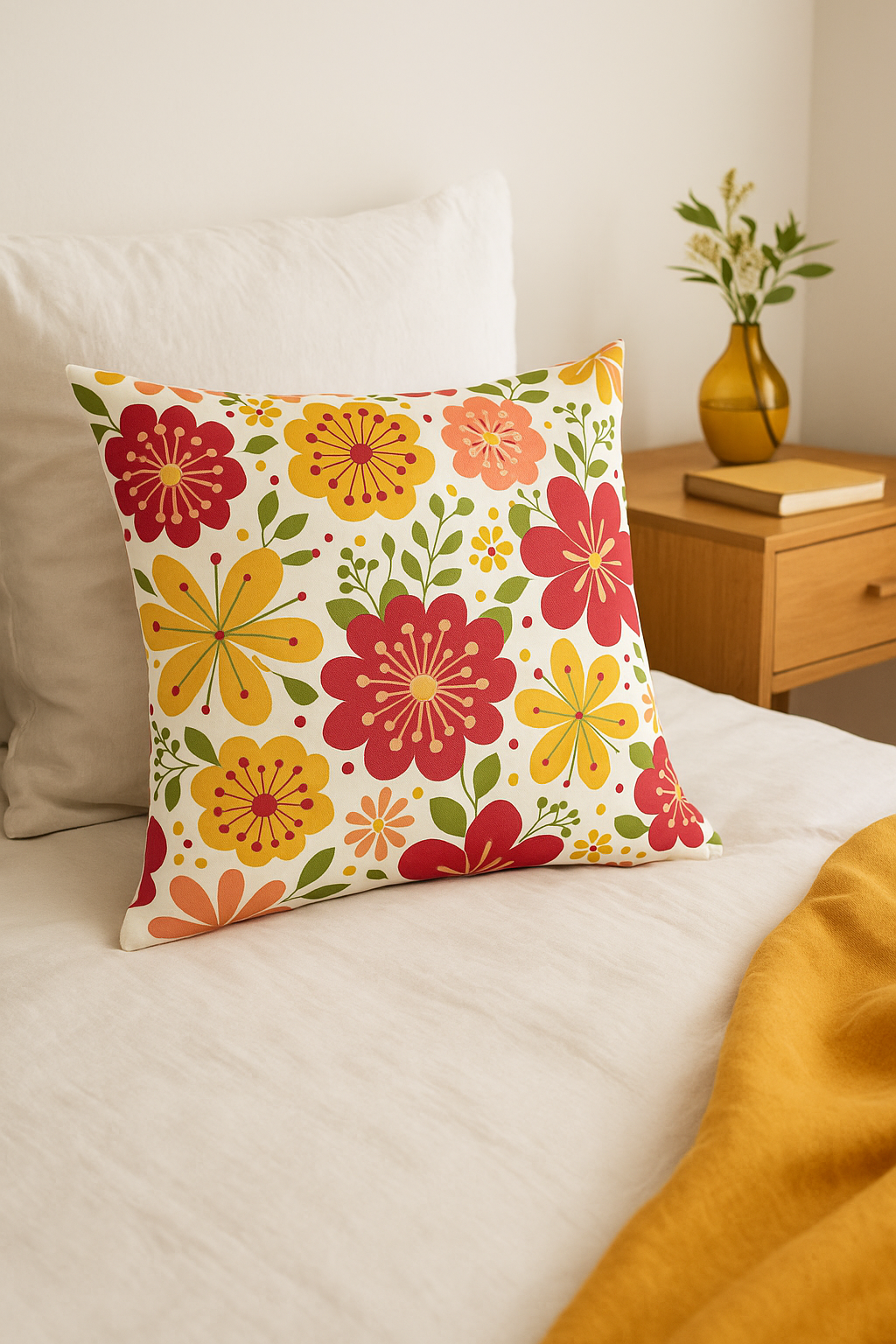 Square throw pillow cover flowers watercolor 45x45 cm - view 2