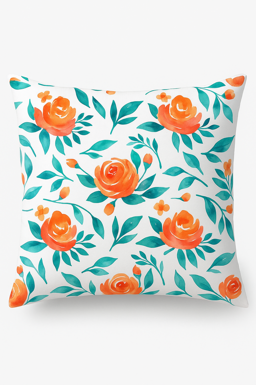 Square Watercolor Flower Throw Pillow Cover, 45x45 cm, Minimalist
