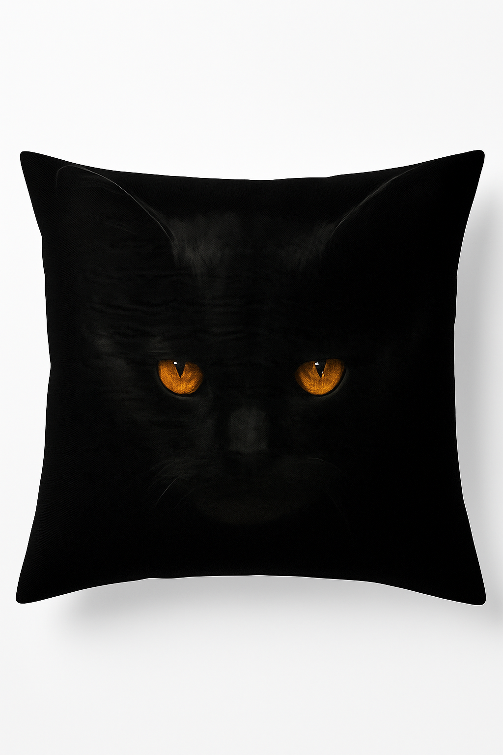 Contemporary Square Throw Pillow Cover with Black Cat Print
