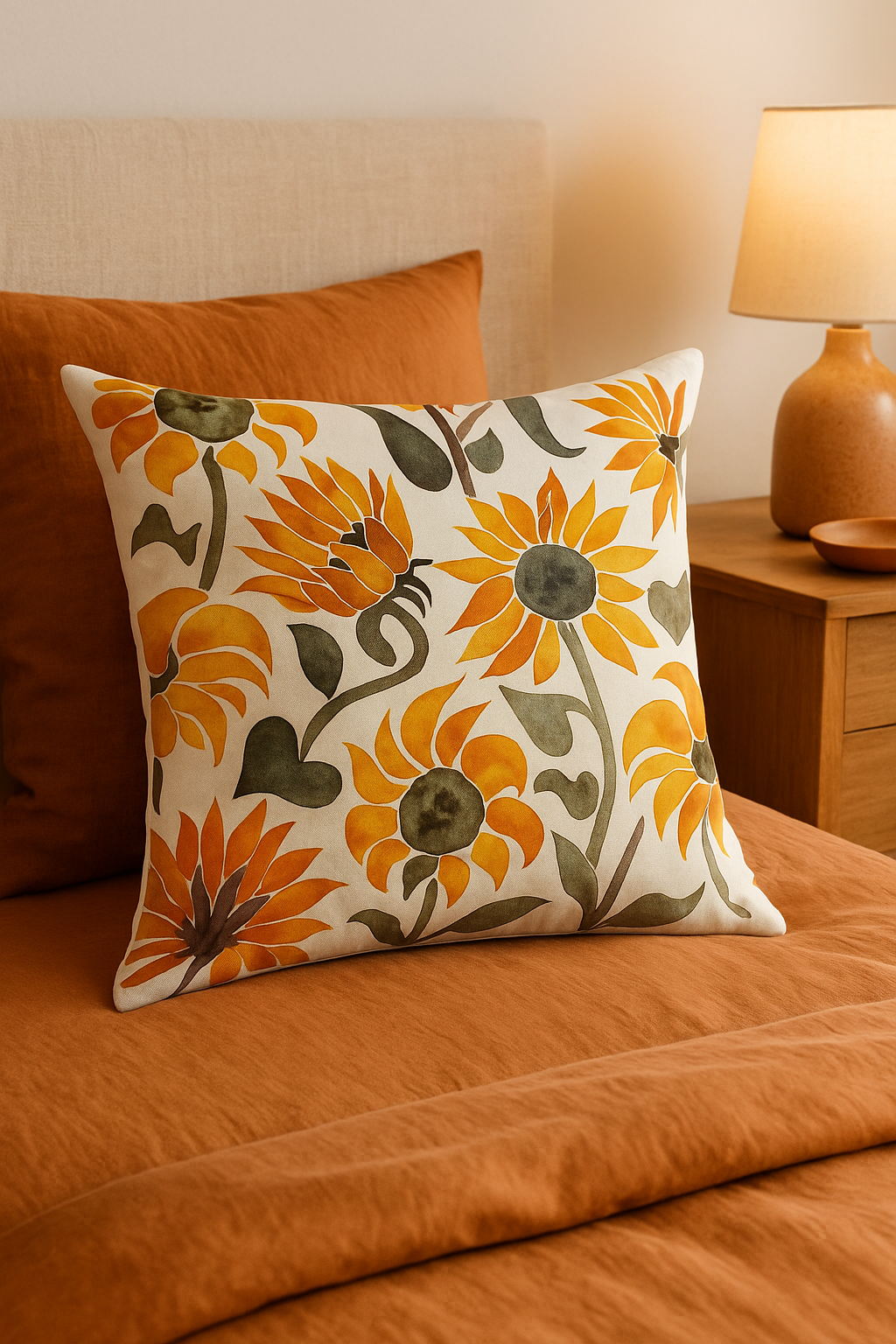 Square throw pillow cover yellow creative sunflower pattern 45 cm - view 2