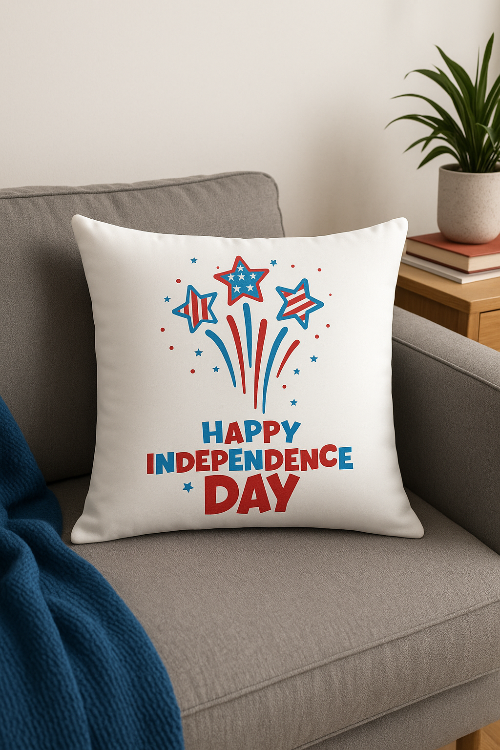 Square throw pillow cover love usa for festive decoration - view 2