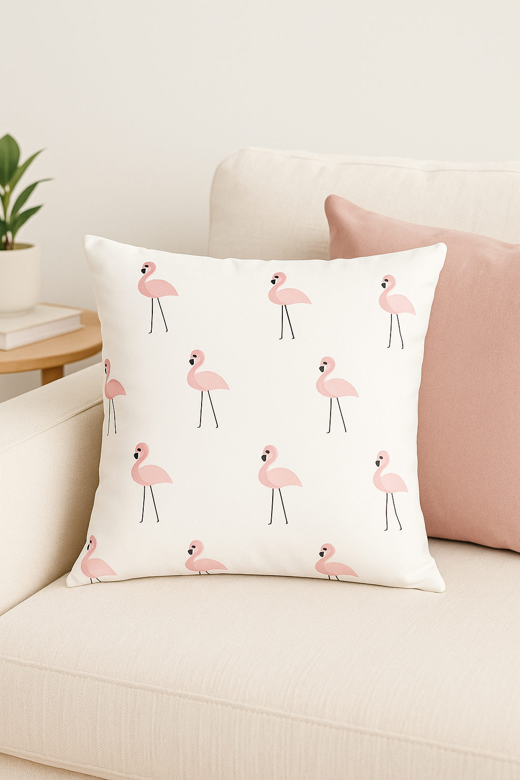 Square throw pillow cover flaming pink colored pattern and trendy - view 2