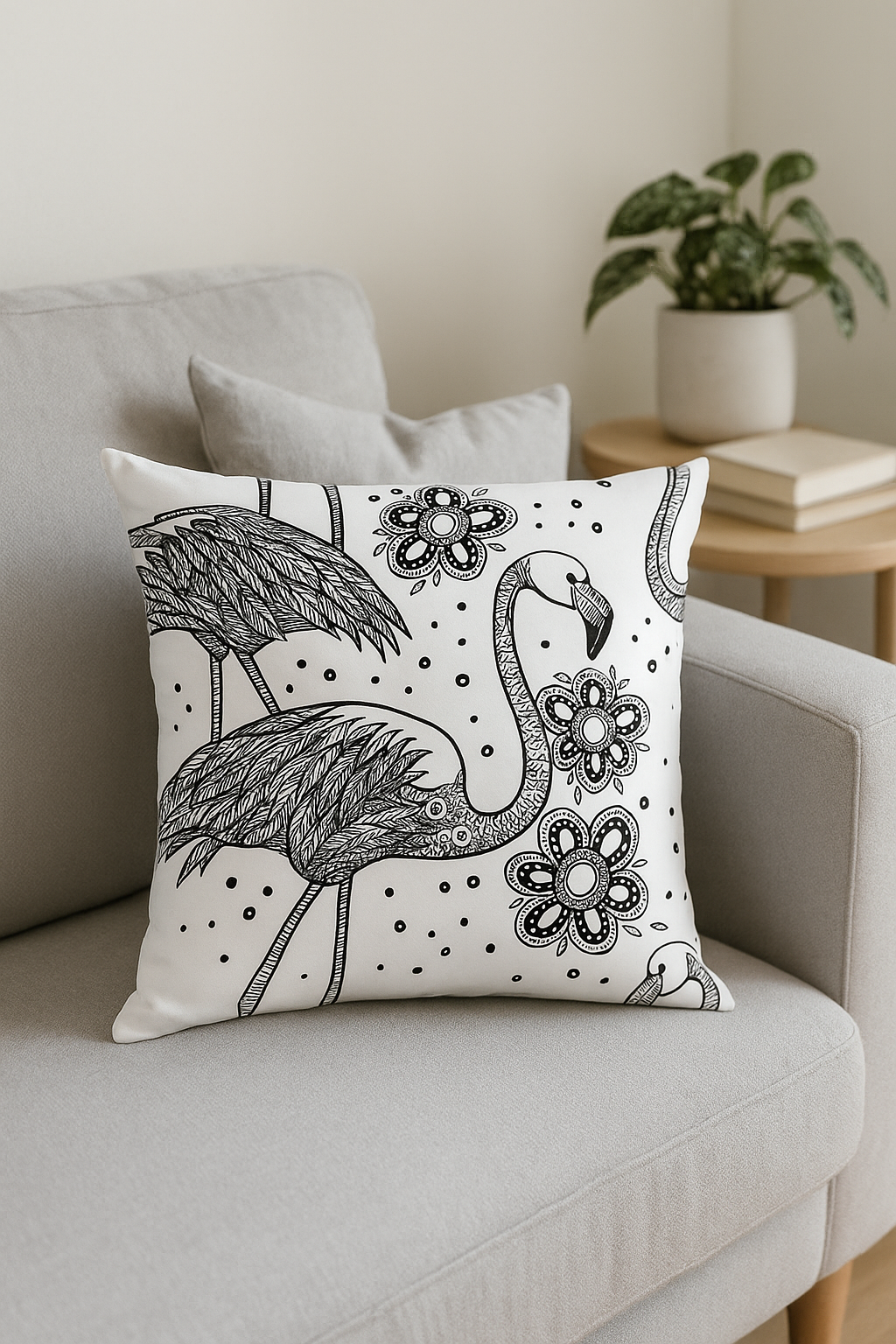 Square throw pillow cover flaming pink decorative pattern for your interior - view 2