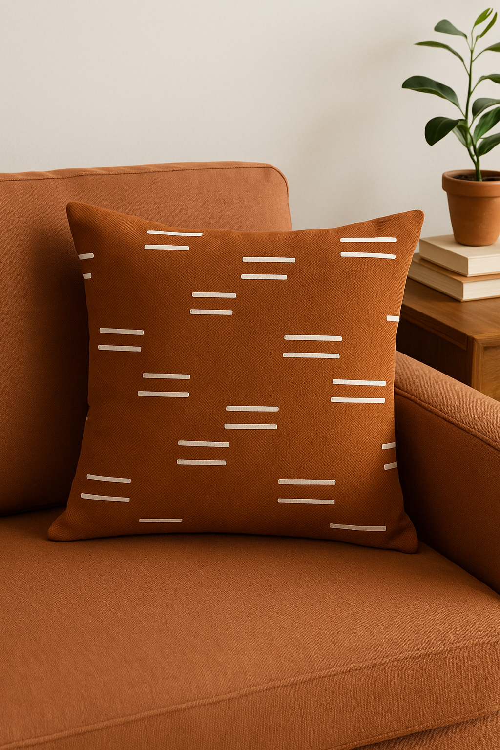 Square Brown Geometric Throw Pillow Cover, Pairs with Neutral Tones - view 2