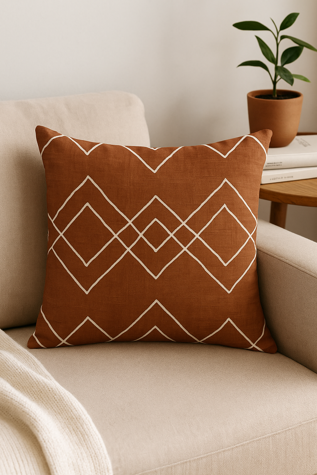 Masterful Square Brown Geometric Throw Pillow Cover - view 2