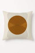 Warm-Toned Square Brown Geometric Throw Pillow Cover