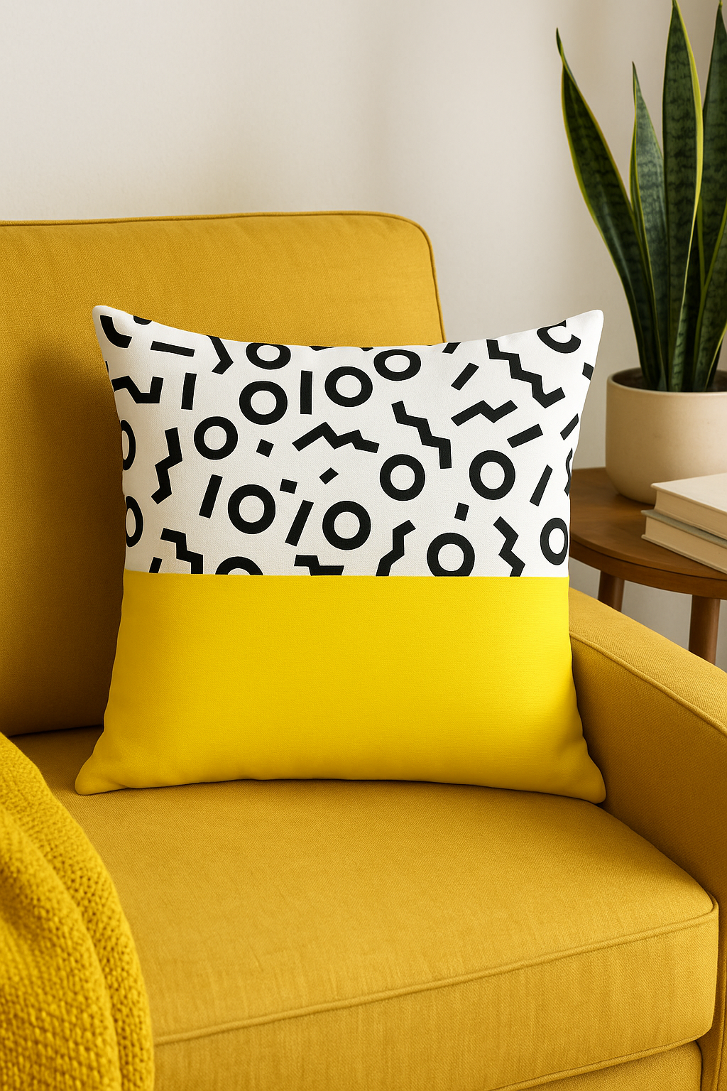Square throw pillow cover with floral yellow sunflower pattern 45x45 cm - view 2