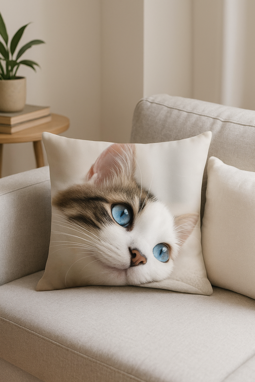 Cute cat throw pillow cover for interior decoration - view 2