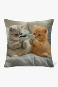 Cute kitten throw pillow cover with fun smartphones