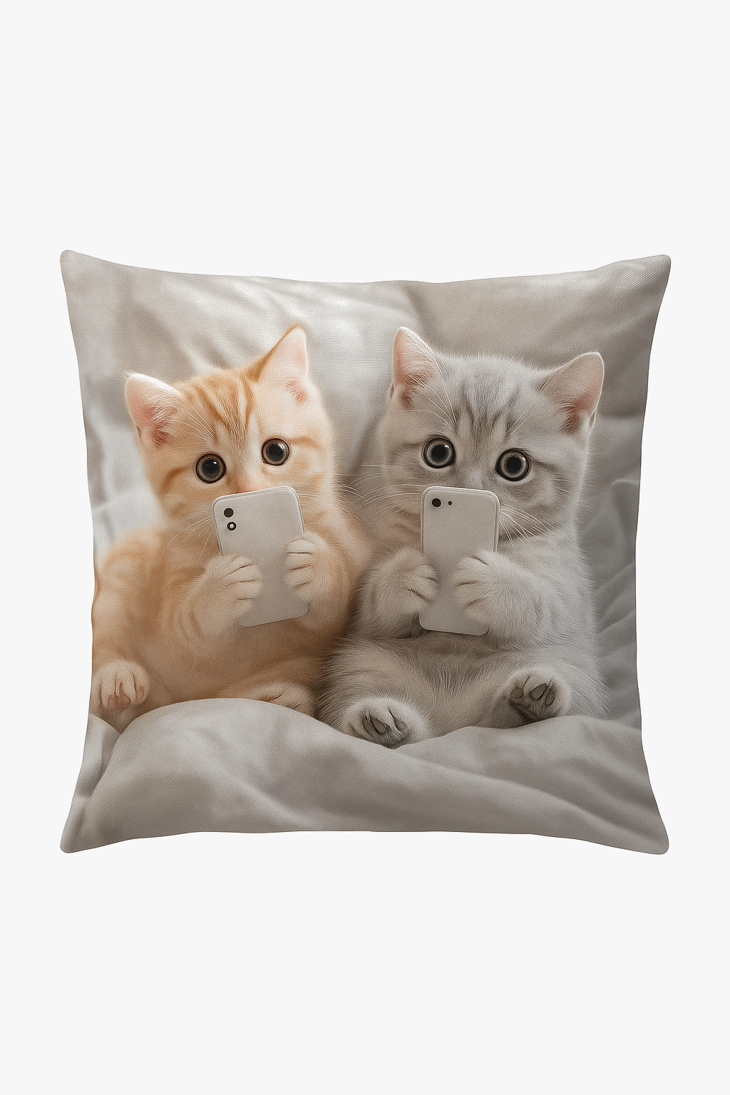 Cute Kitten Throw Pillow Cover, Soft Fishing-Skin Fabric