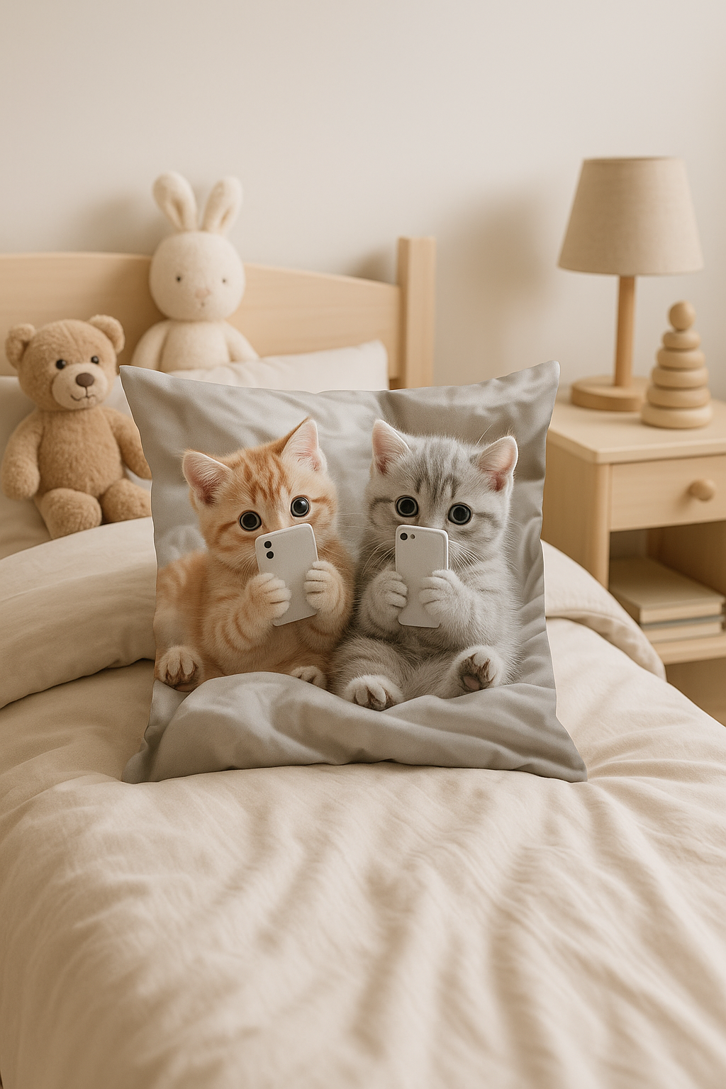 Cute Kitten Throw Pillow Cover, Soft Fishing-Skin Fabric - view 2