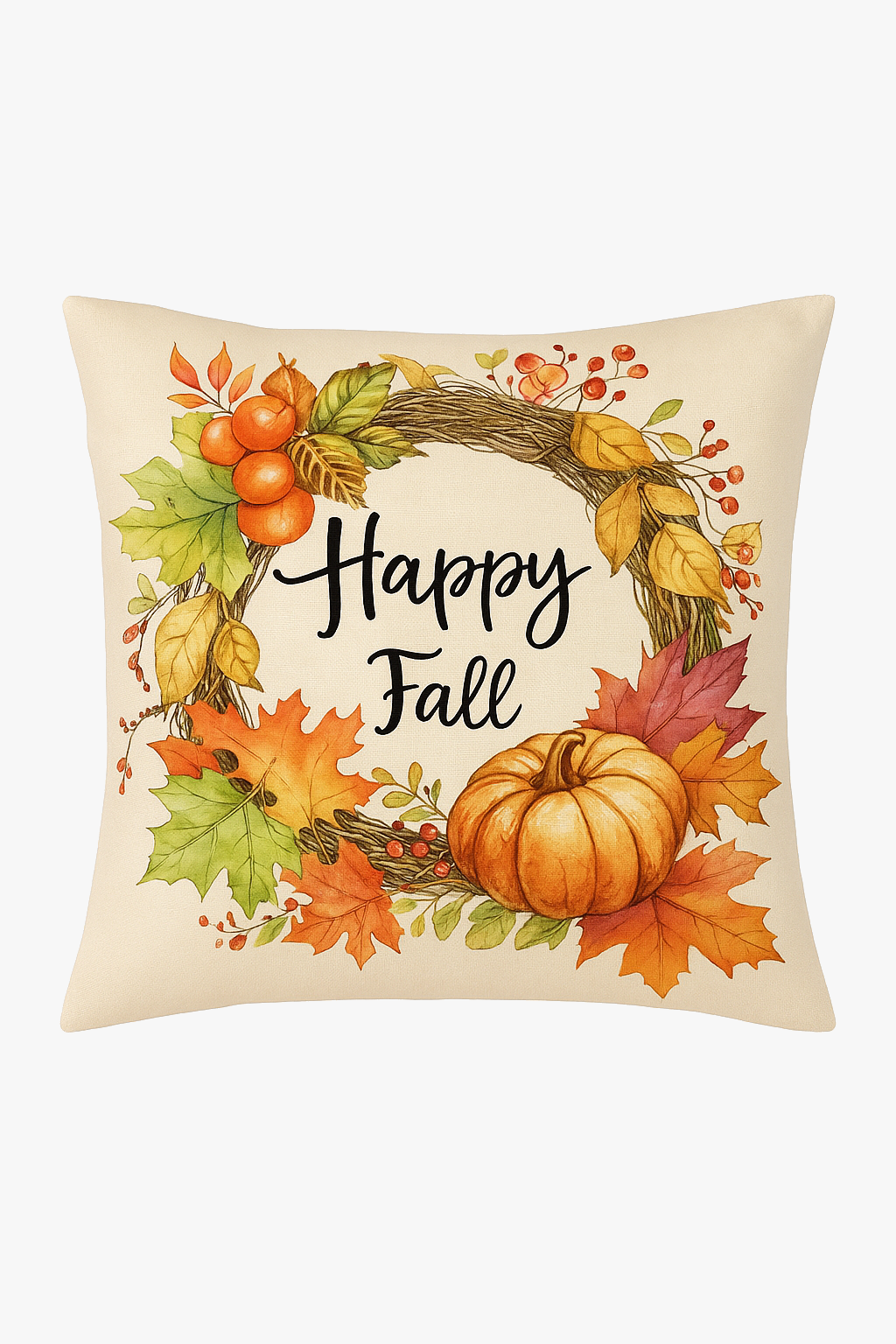 Throw pillow cover squirrel and decorative fall pumpkin