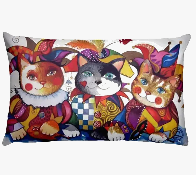 Decorative throw pillow cover puppy animals and cat