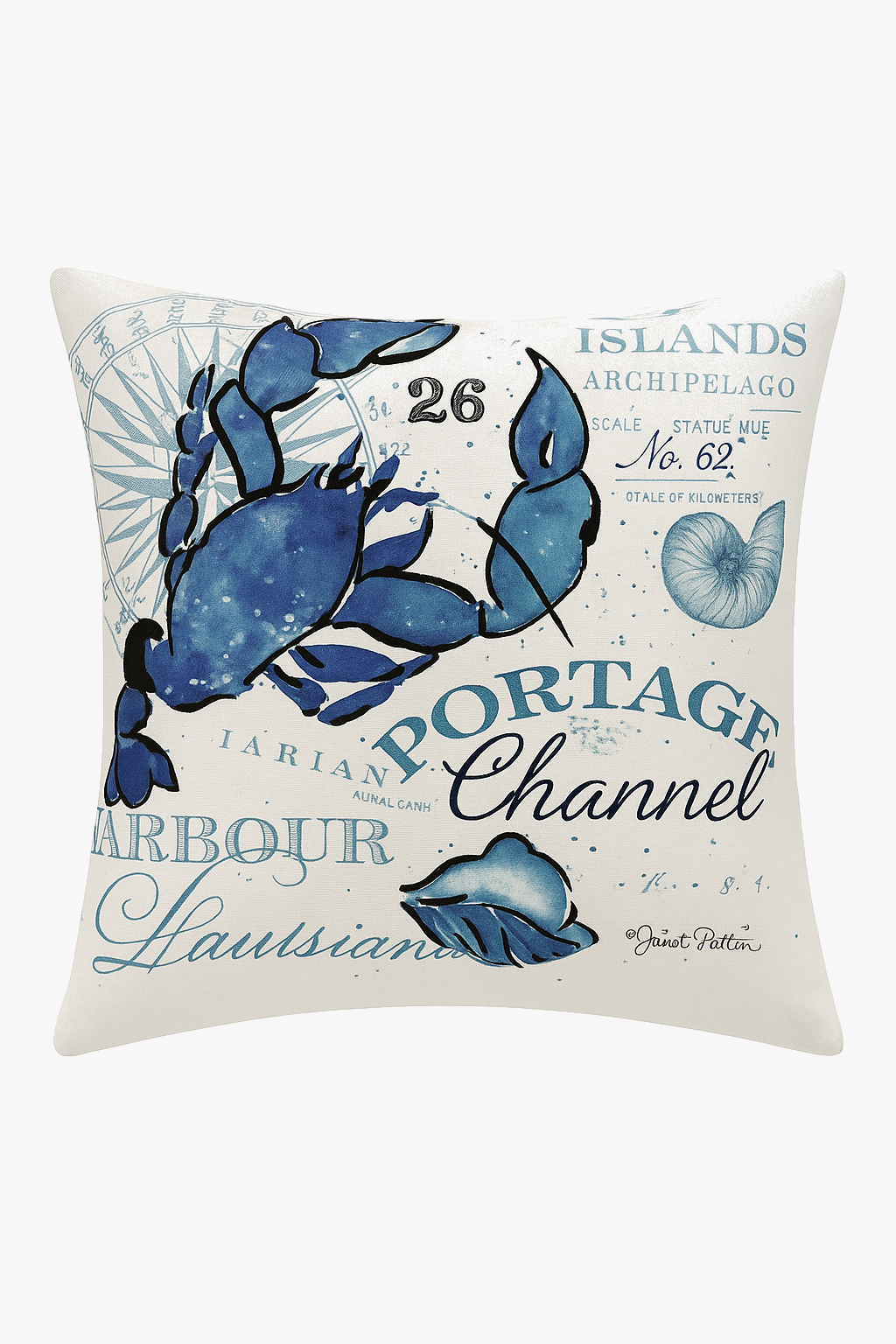 Decorative throw pillow cover with marine turtle pattern
