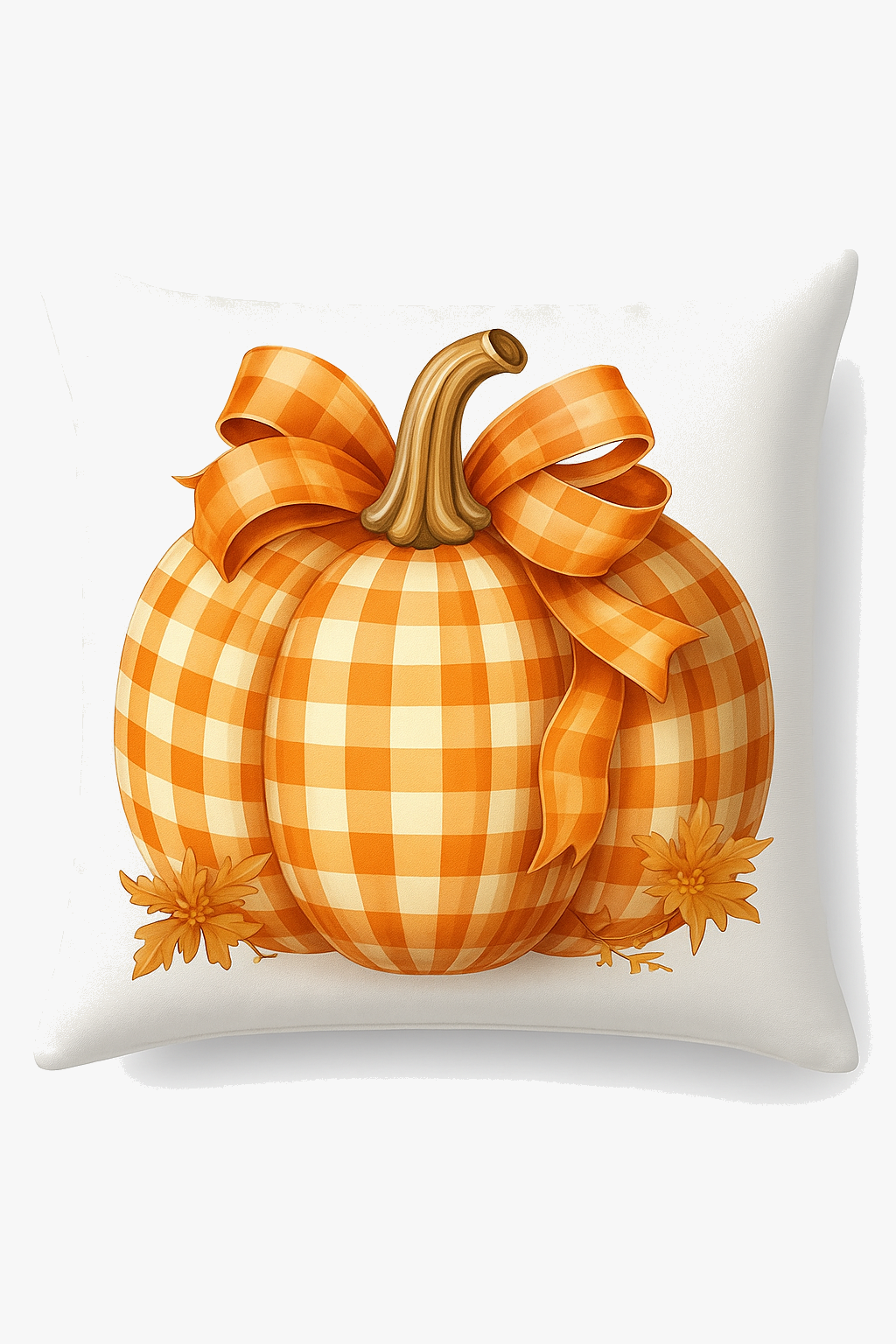 Decorative pumpkin throw pillow cover and autumn leaves