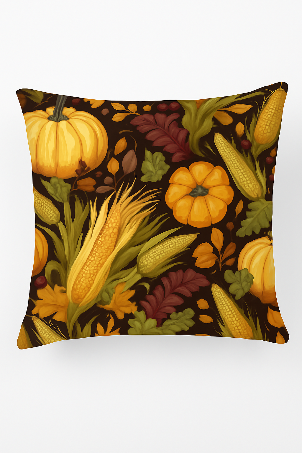 Autumn Leaves and Pumpkins Throw Pillow Cover, Style Two