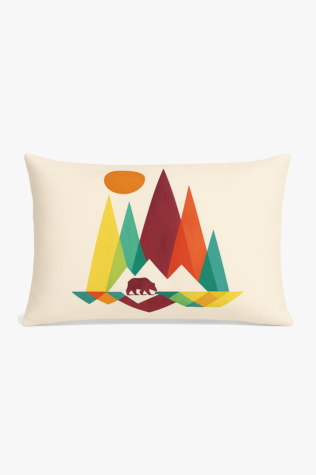 Decorative throw pillow cover geometric rainbow and vegetal