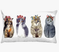 Decorative throw pillow cover pattern animals puppies and cats