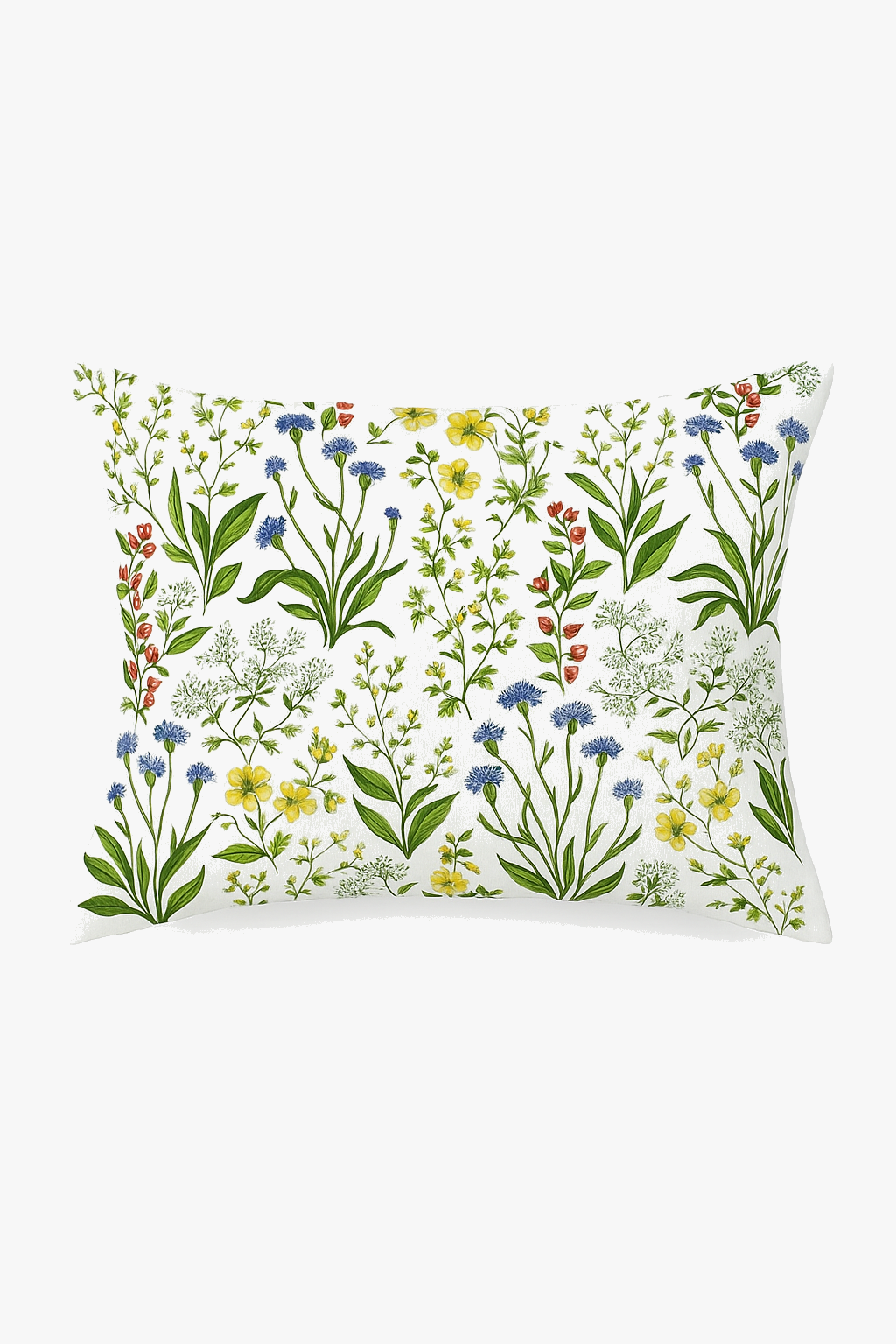 Decorative throw pillow cover with rainbow pattern red and pink flowers