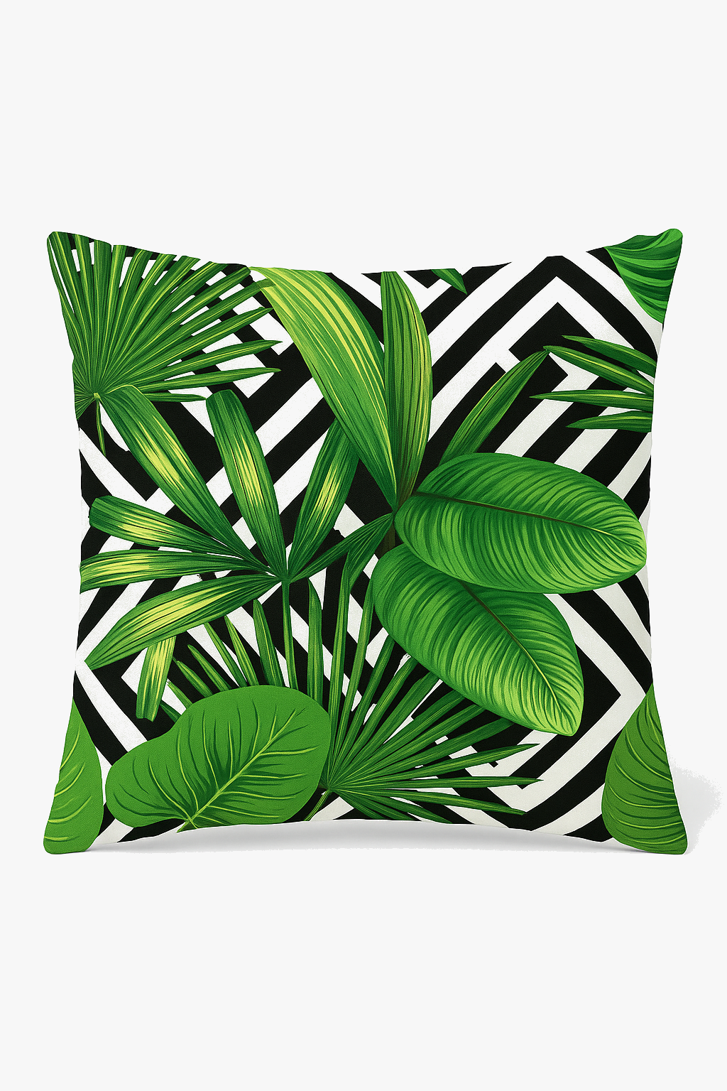 Lively Exotic Palm & Monstera Throw Pillow Cover