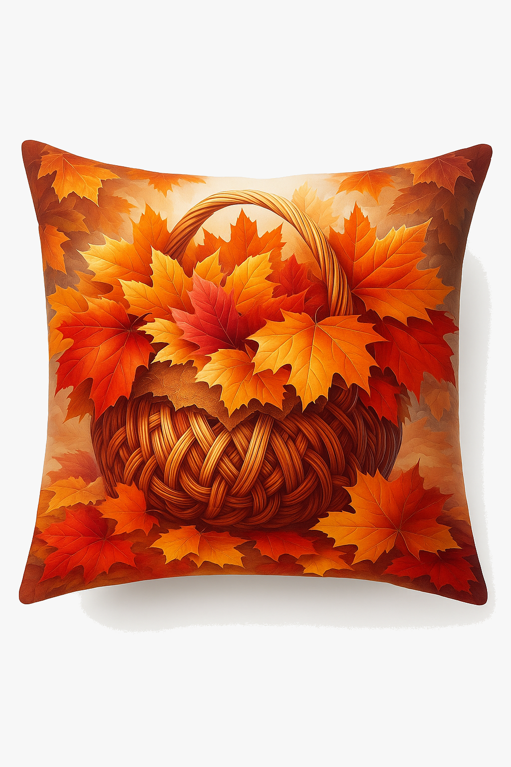 Autumn Leaves and Basket Throw Pillow Cover for a Cozy Living Room