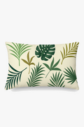 Sculptural Tropical Green Leaves Throw Pillow Cover 30x50cm