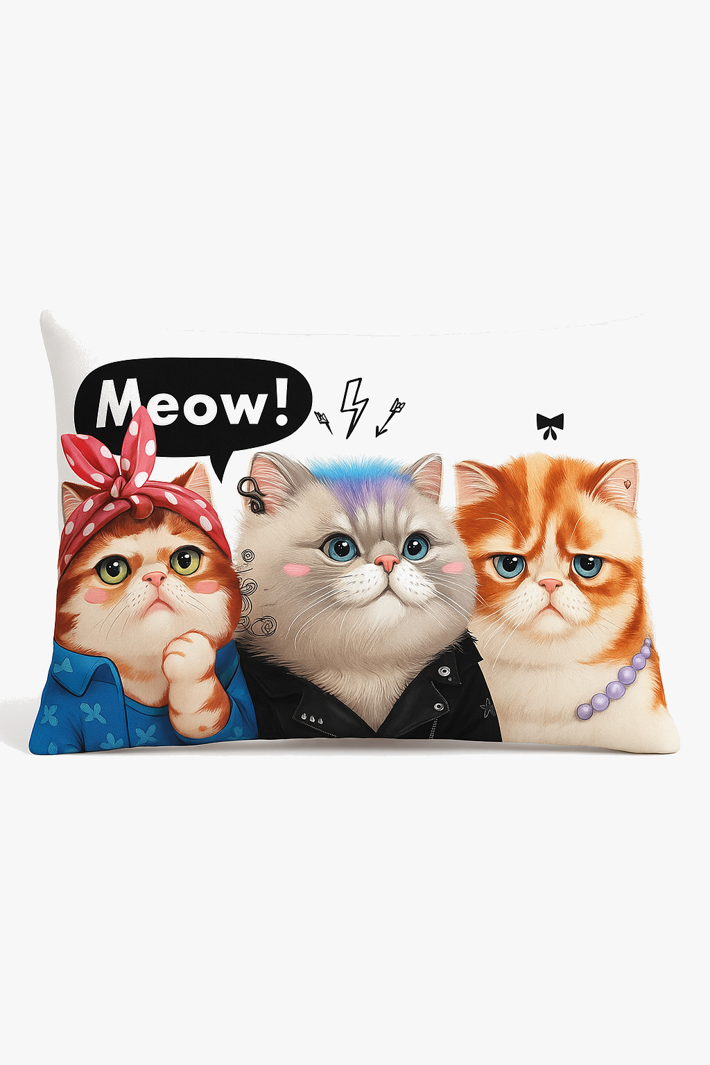 Decorative Throw Pillow Cover with a Playful Puppy and Cat Motif