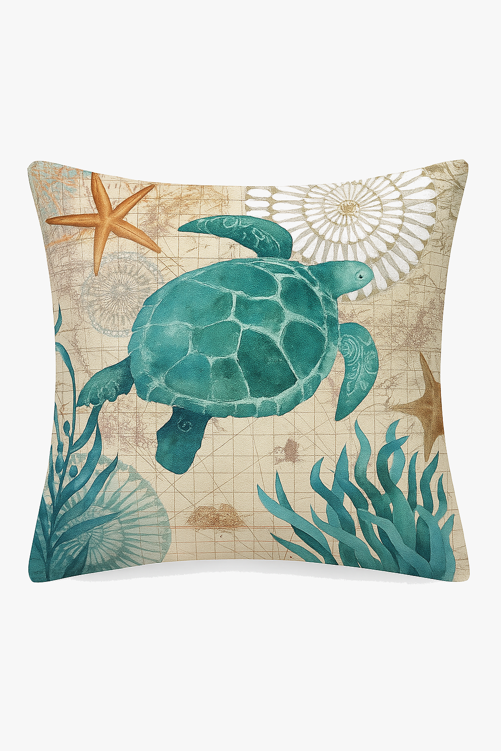 Sea Turtle Ocean-Print Throw Pillow Cover for Interiors