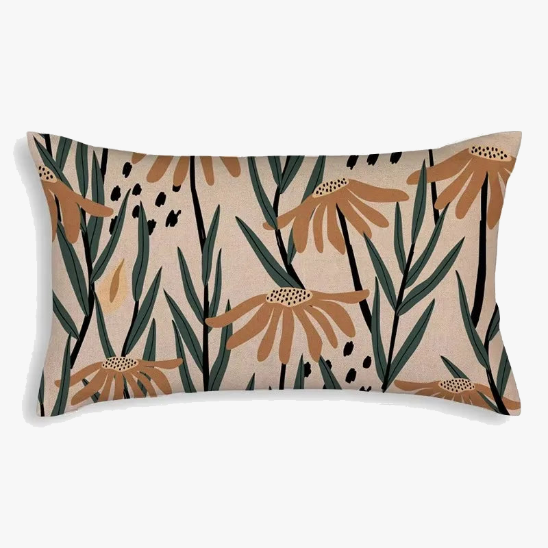 Decorative throw pillow cover with elegant sunflower pattern