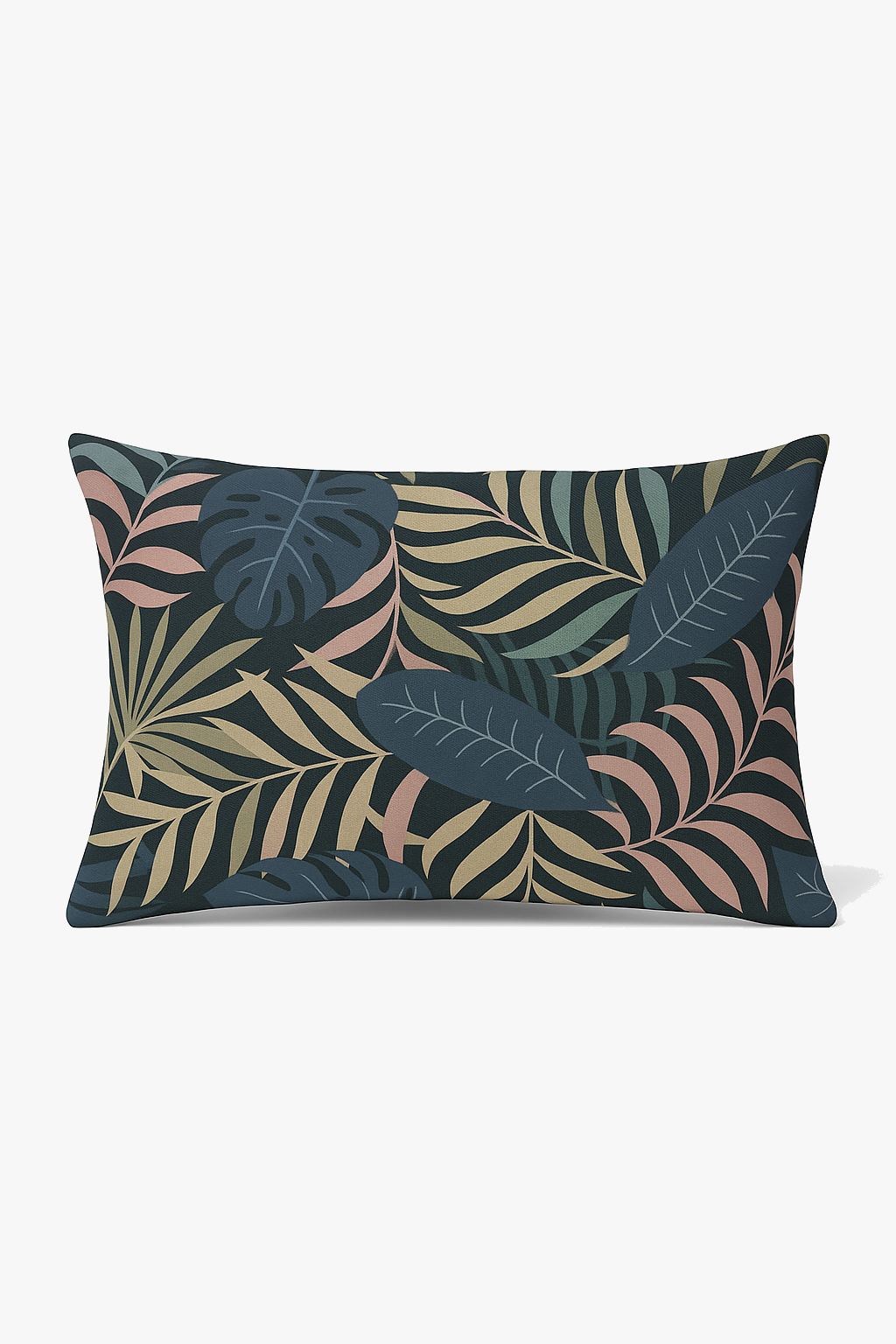 Decorative throw pillow cover green tropical motifs 30 x 50 cm