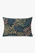 Decorative throw pillow cover green tropical motifs 30 x 50 cm