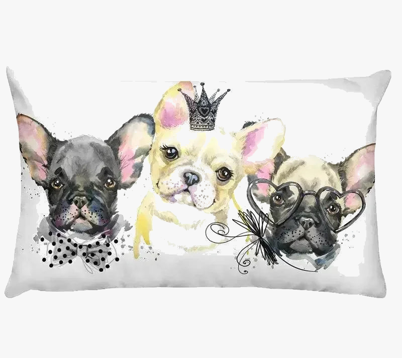 Decorative Throw Pillow Cover, Puppy and Cat Print, Style Four