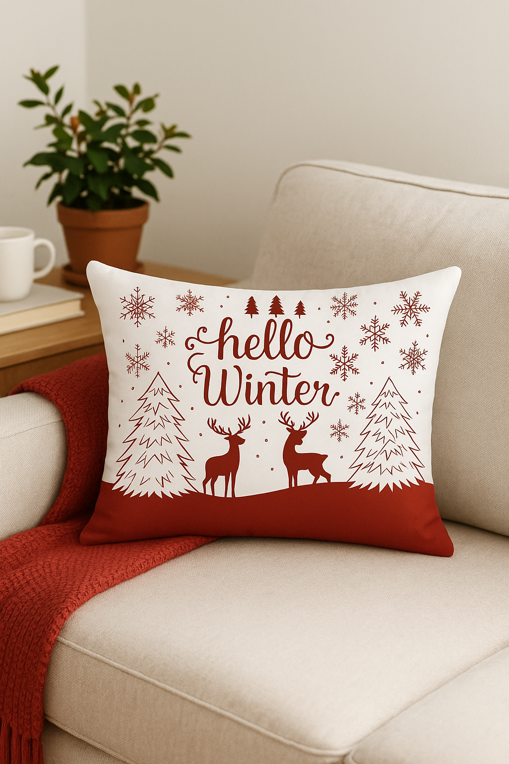 Red Christmas Throw Pillow Cover for Quick Festive Styling - view 2