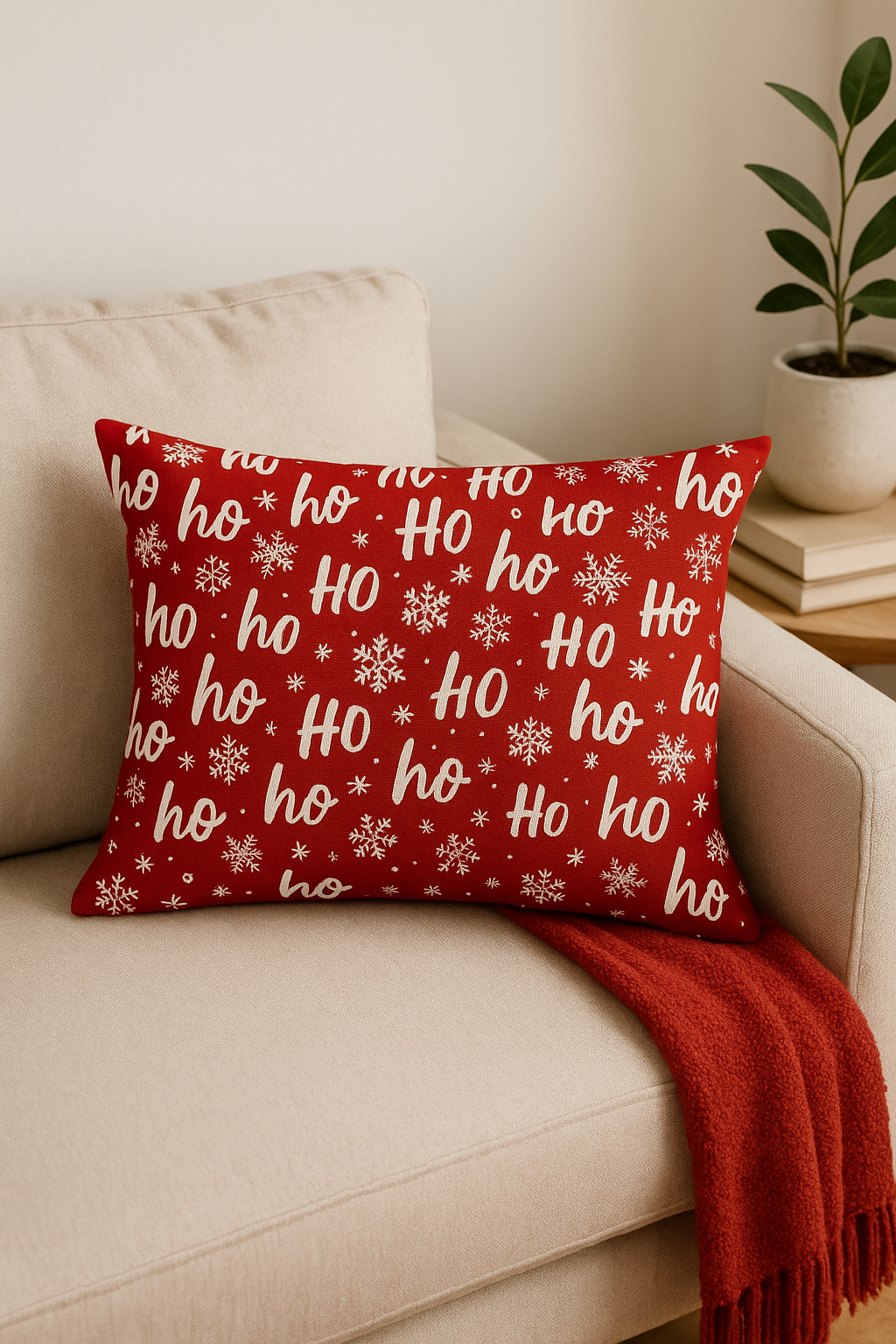 Deep Red Christmas Throw Pillow Cover for Seasonal Decor - view 2