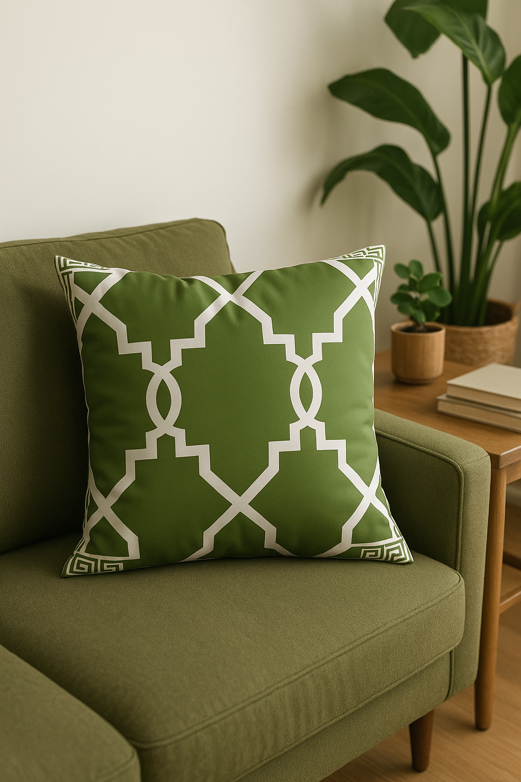 Decorative throw pillow cover with creative green leaves - view 2