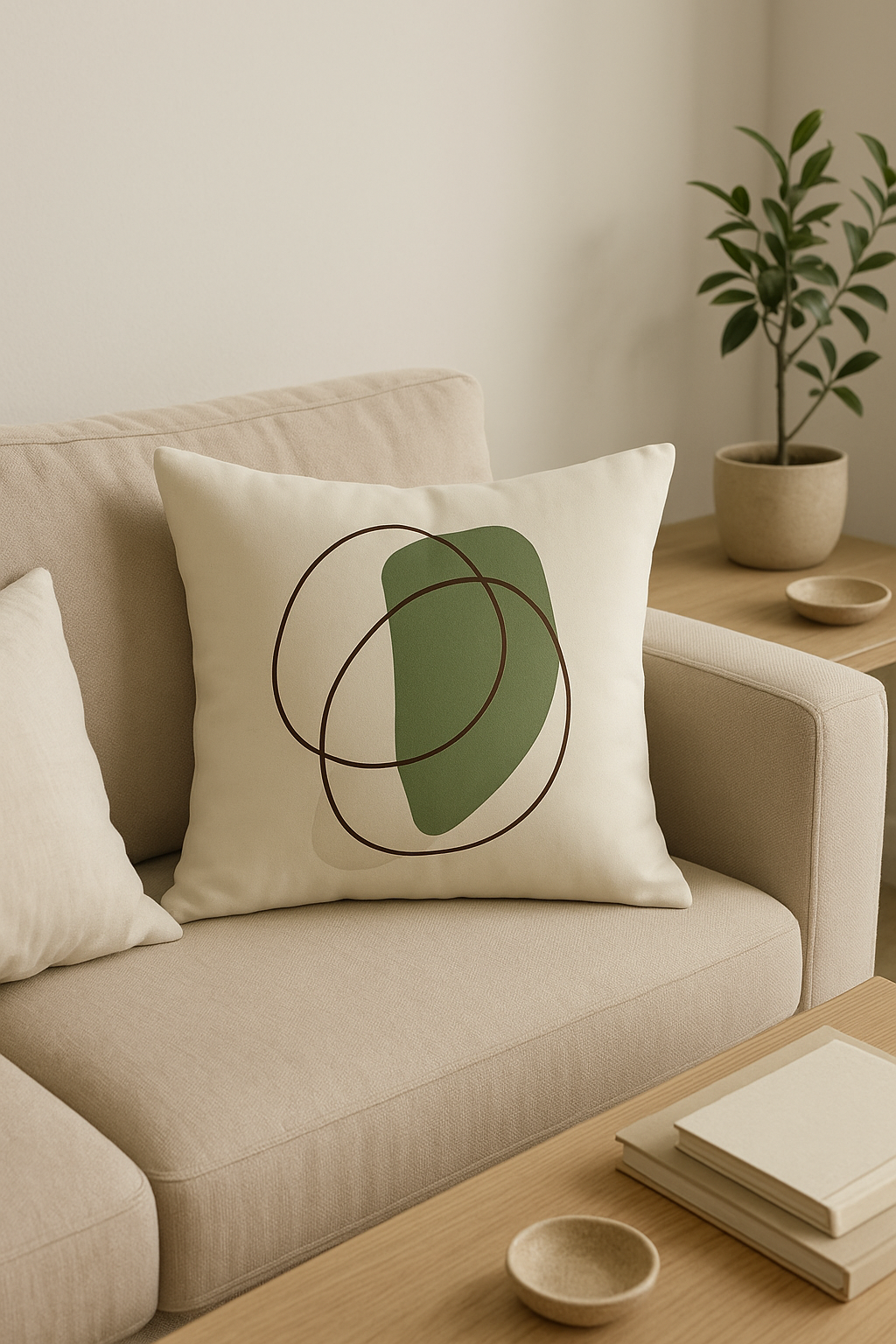 Abstract Green Floral Throw Pillow Cover, Artistic Print - view 2